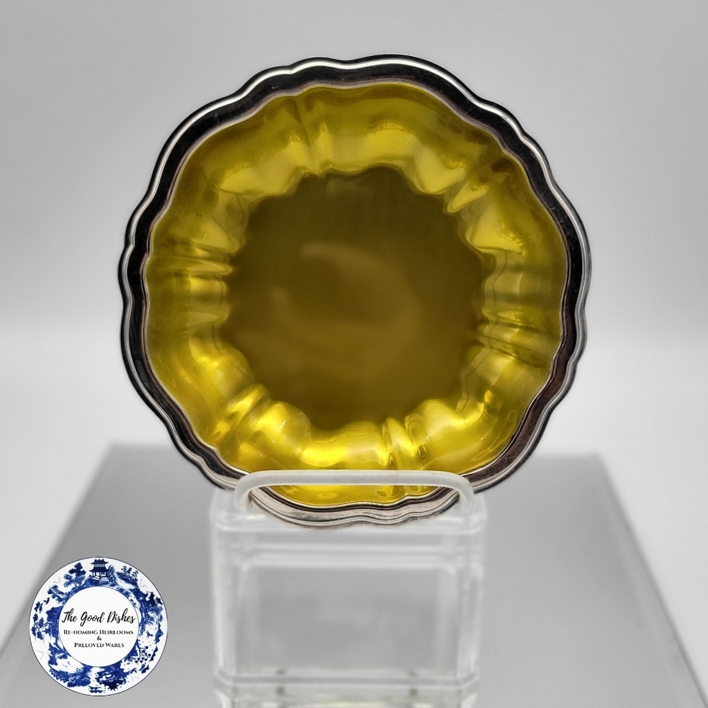 Rogers & Bros Silverplate Round Chippendale Round Yellow Gel Coated Dish